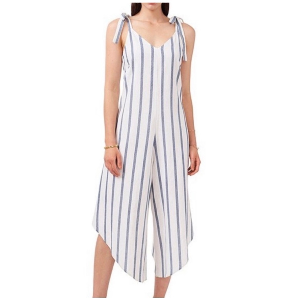 Vince Camuto Linen Blend Sleeveless Tie Shoulder Jumpsuit Size XS